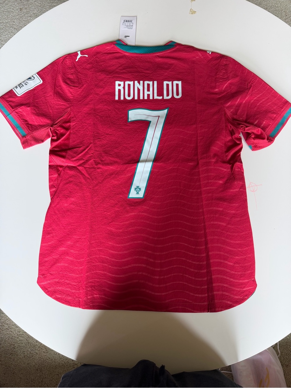 Puma Portugal Cristiano Ronaldo #7 Red Soccer Jersey with Teal Accents